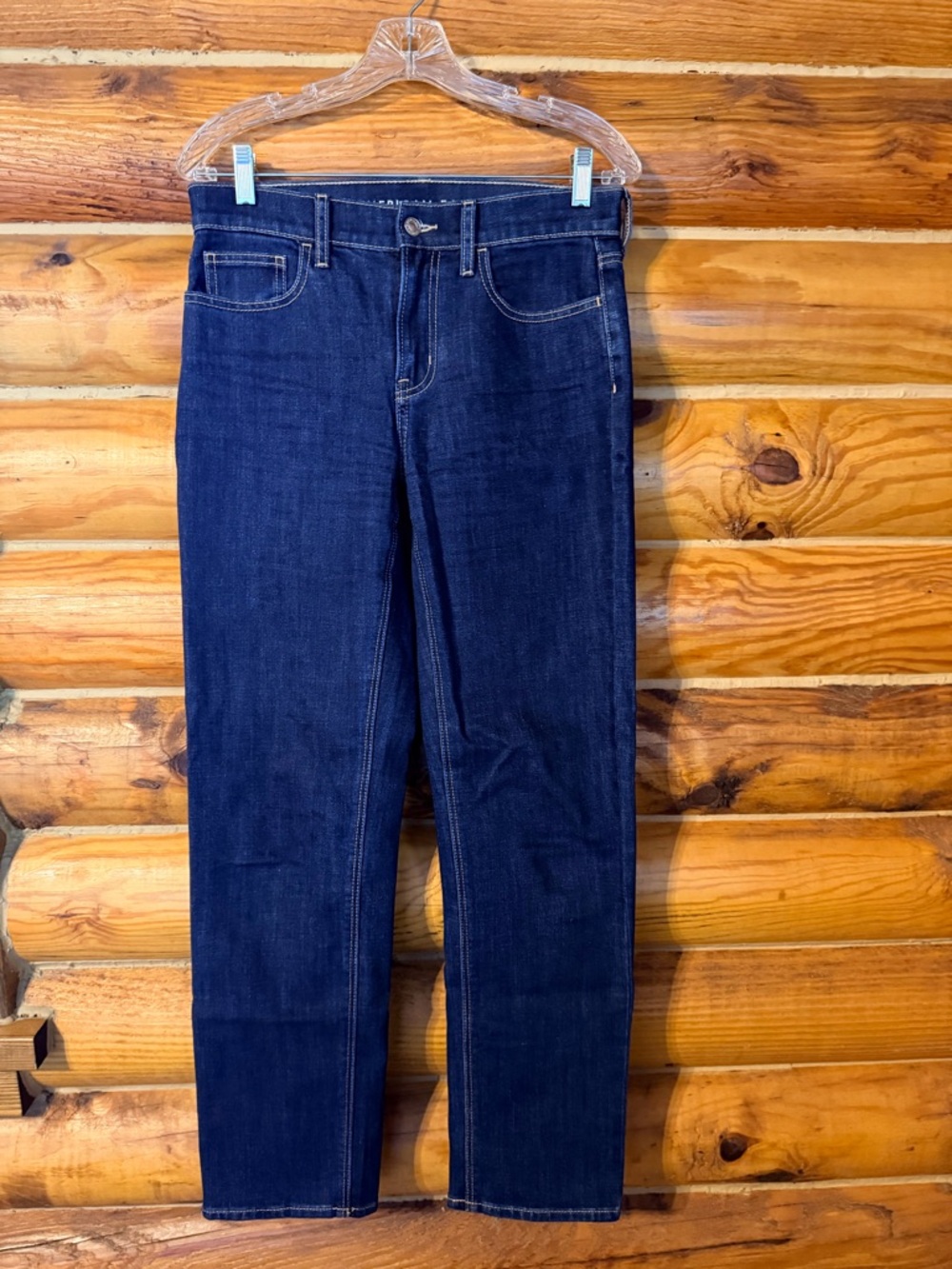 American Eagle Women’s High Rise Straight-Leg Jeans in Dark Indigo
